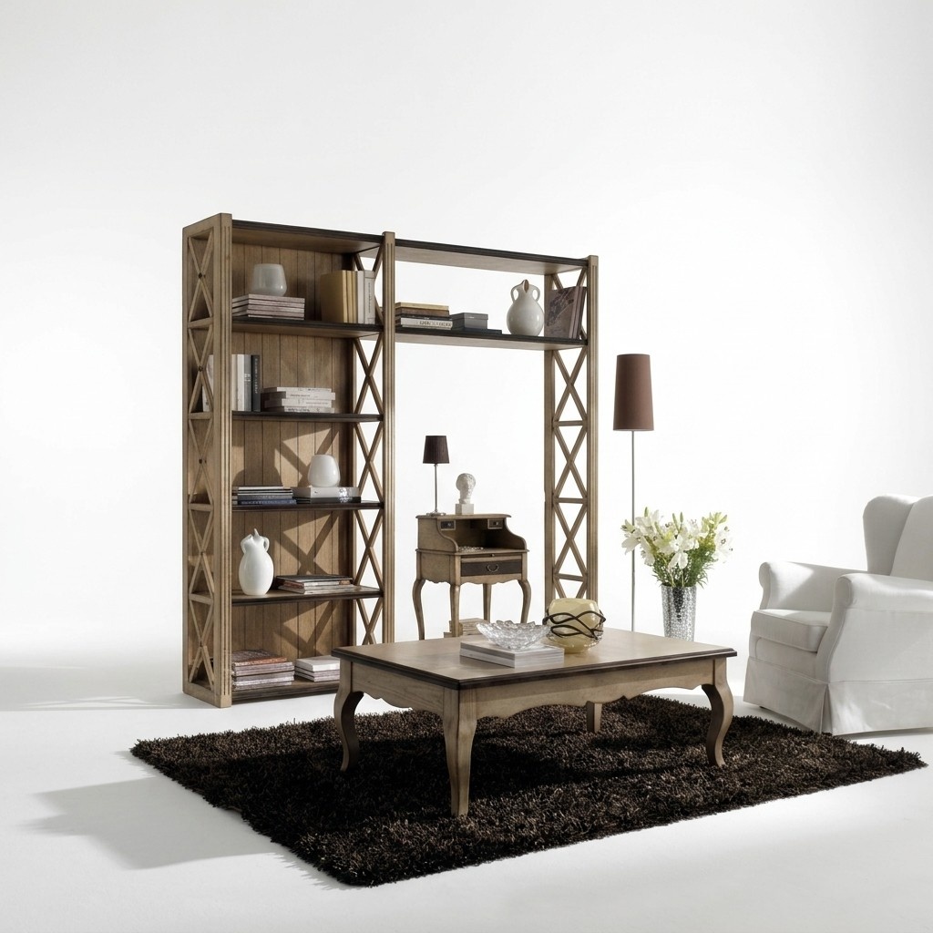 Bücherschrank Tisch Regal Schrank 2tlg Büro Einrichtung aMassiv Holz Schreibtisch