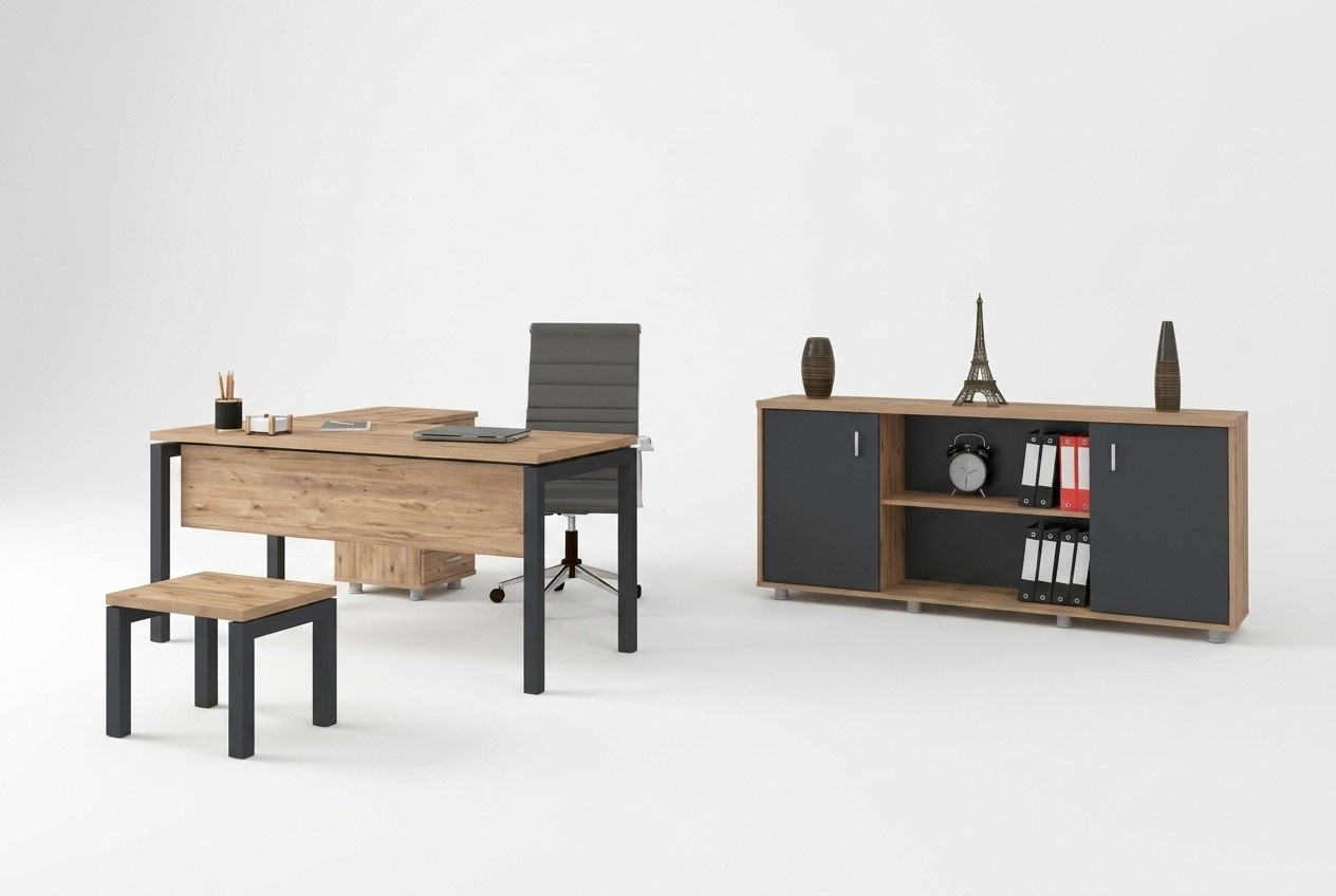 Büro für Kanzlei Office Komplette Einrichtung Schrank Tisch 3tlg