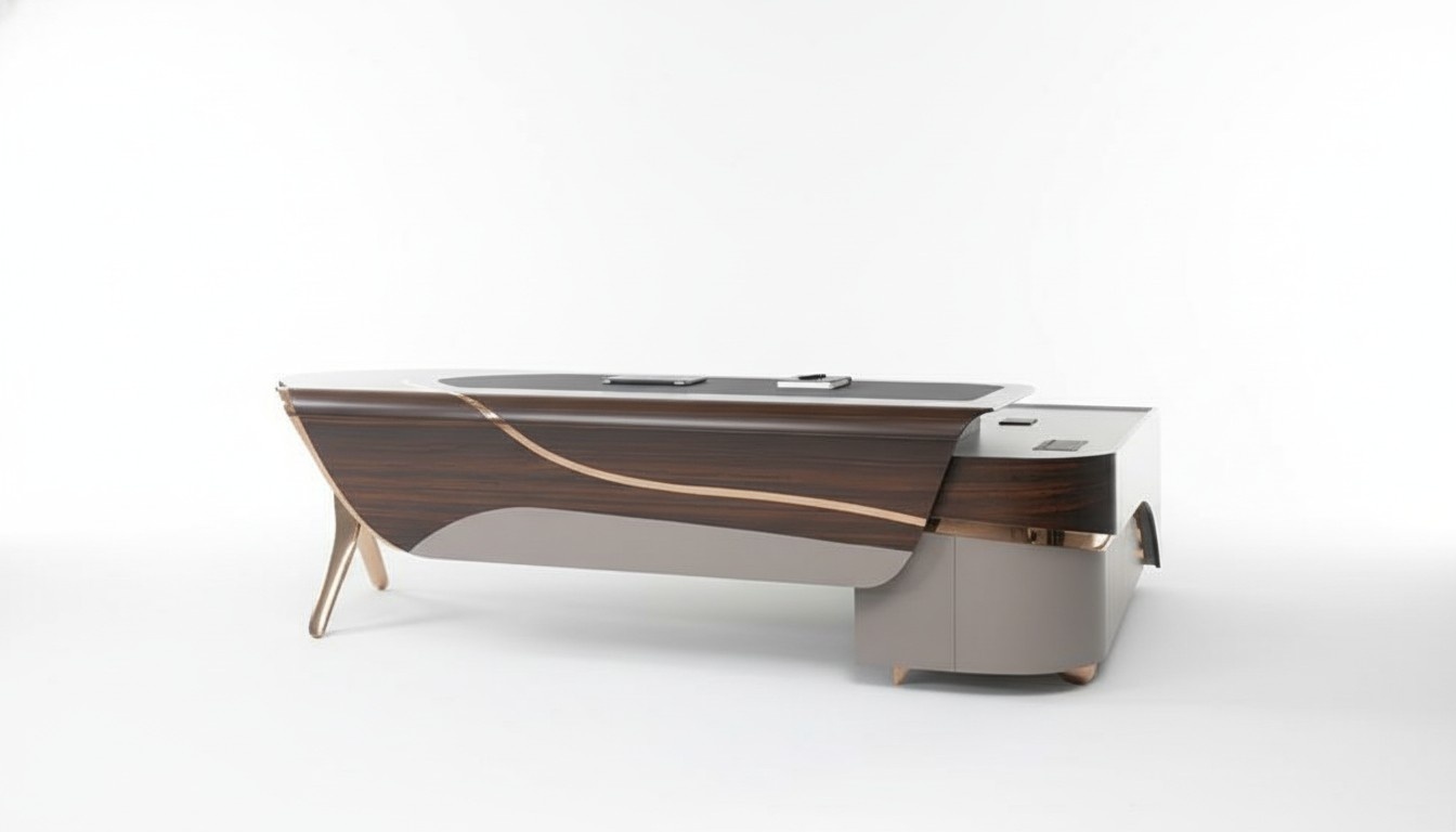 Büro Modern Möbel Schreibtisch Luxus Einrichtung Holztisch Cheftisch 240 cm Neu