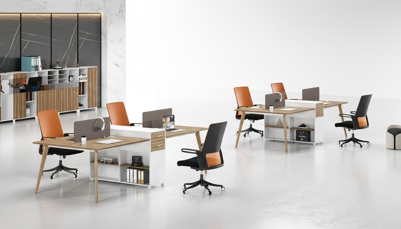 Büro Möbel Einrichtung Tische Tisch Schreibtisch Callcenter Holz