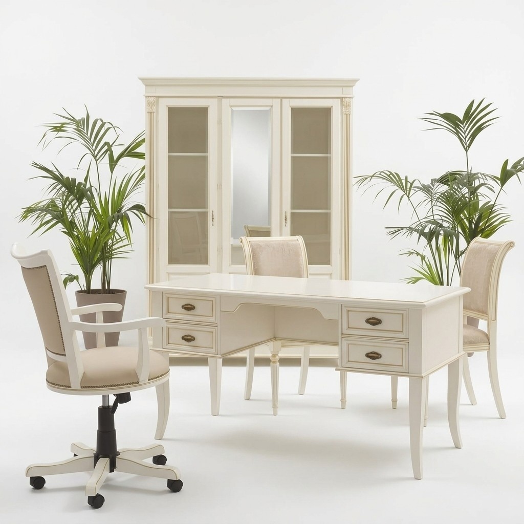 Büro Schreibtisch + Sessel Schreibtische Tisch Holz Stuhl 2tlg Set Italien Möbel
