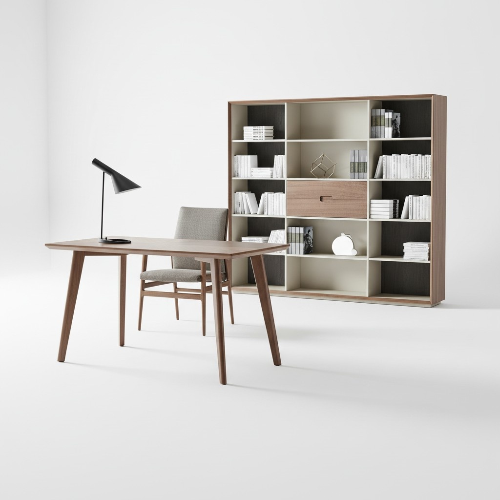 Büro Set Tisch Stuhl Regal Holz Garnitur Schreib Tische Designer Office