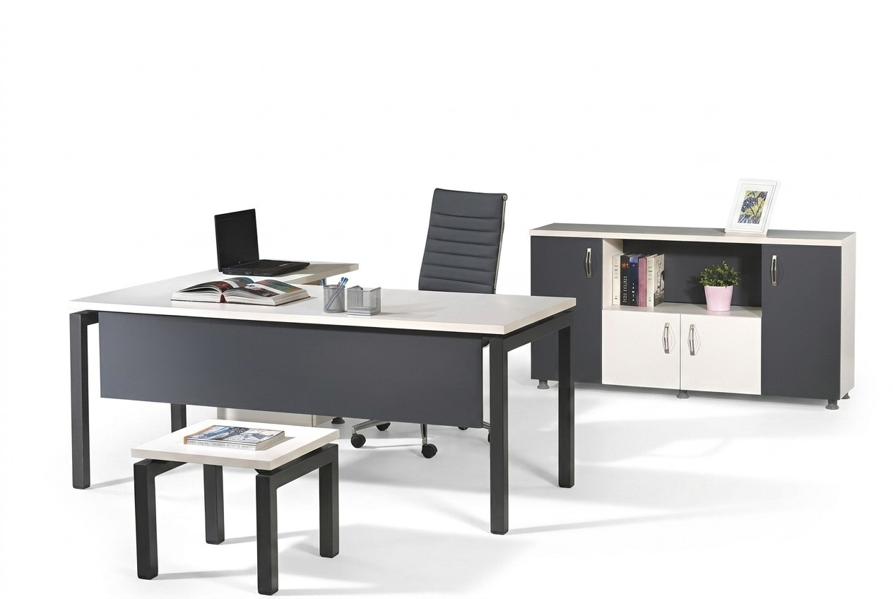 Büromöbel Grau Set 3tlg Eckbürotisch Komplettbüro Schrank Holz Gruppe