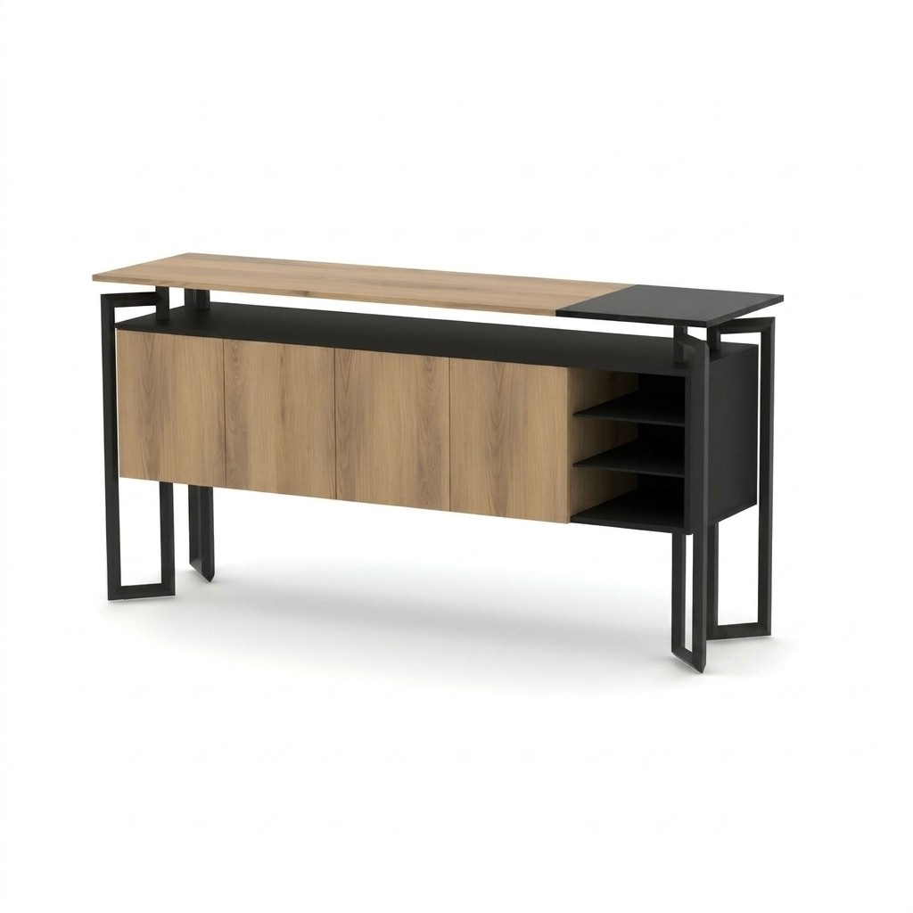 Büroschrank Sideboard Anrichte Schrank Holz & Metall Arbeitszimmer Büro