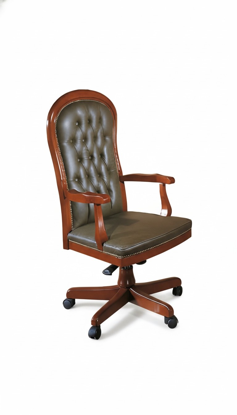 Bürostuhl Holz Arbeitszimmer Chef sessel Chesterfield italienische Möbel Neu