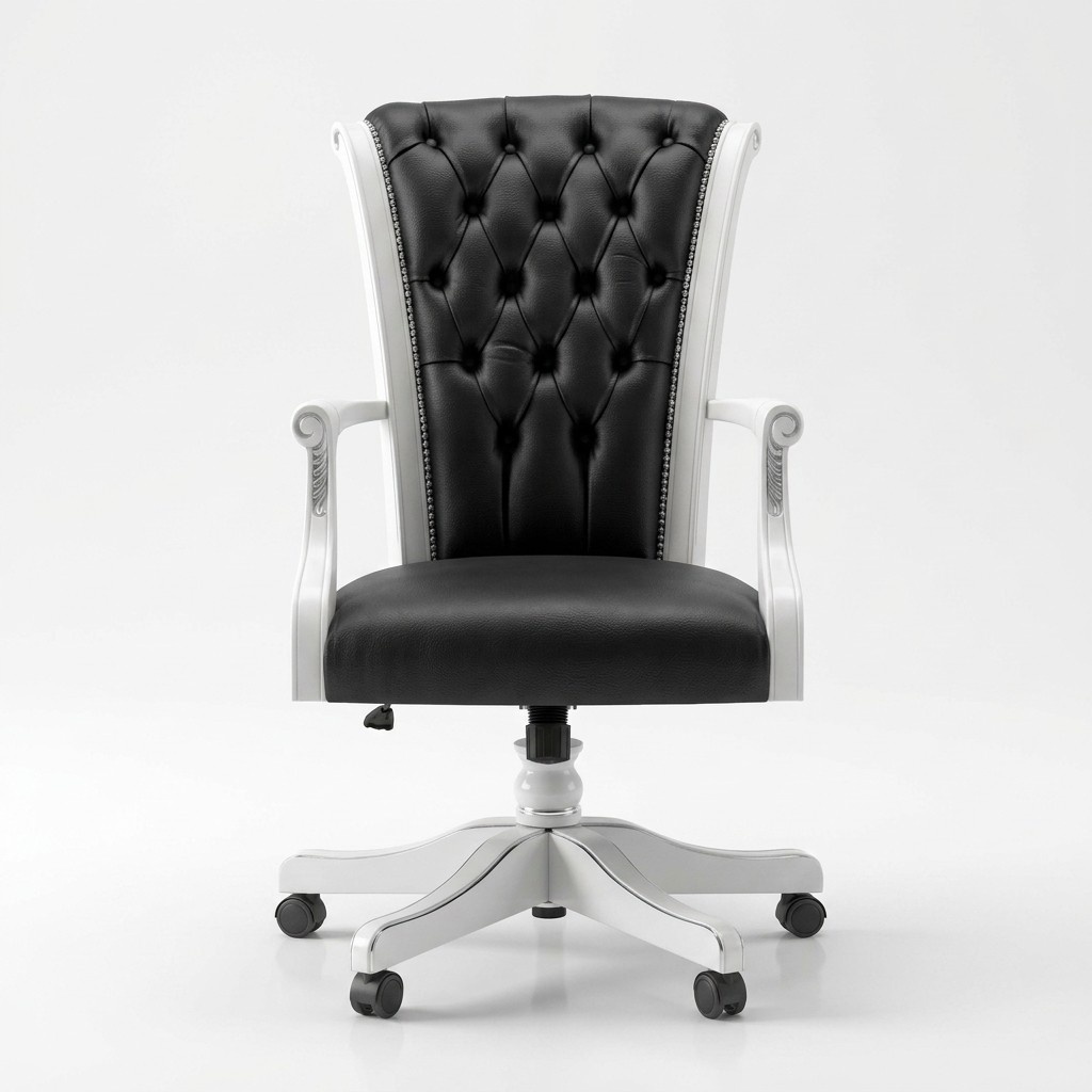 Bürostuhl Holz Chefsessel Chesterfield italienische Möbel Drehstuhl Sessel Stuhl