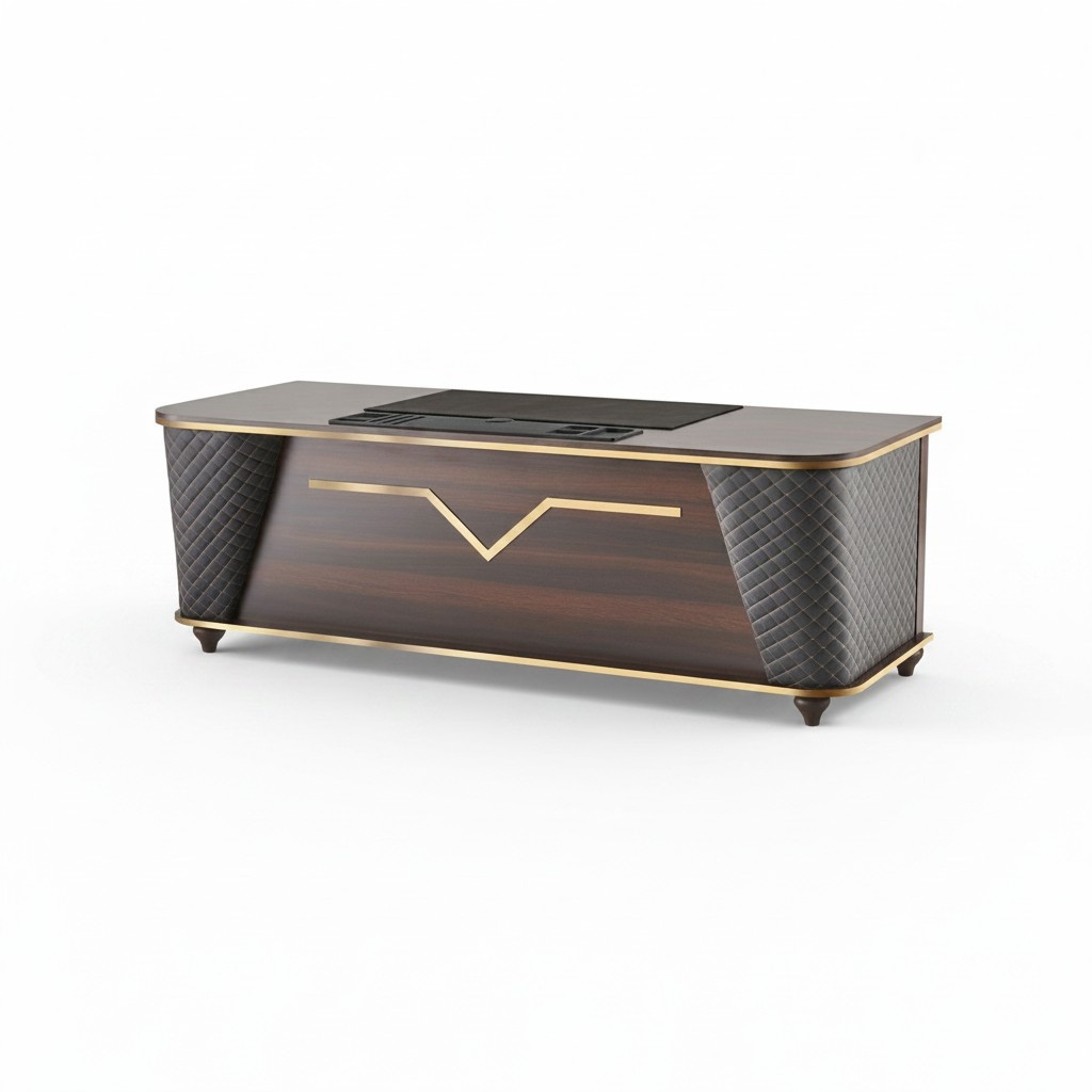 Bürotisch Braun Schwarz Holz Modern Stil Rechteckig Arbeitszimmer Büro