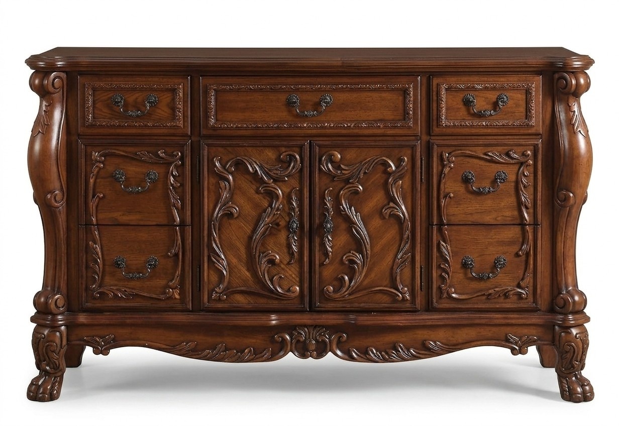 Buffet Anrichte Kommode Echte Handarbeit Holz Barock Rokoko Anrichten