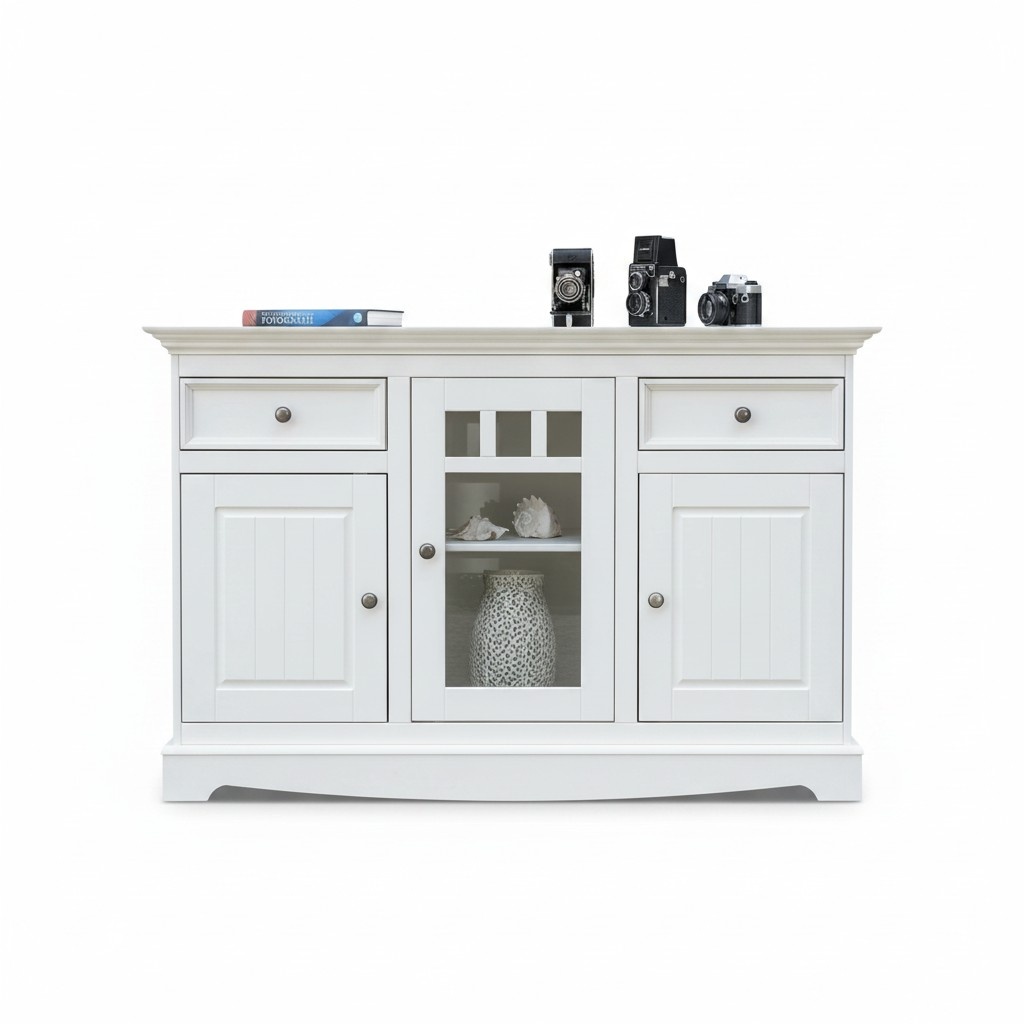 Buffet Schrank Barschrank Landhaus Luxus Italienische Holz Möbel Weiß Großes Neu