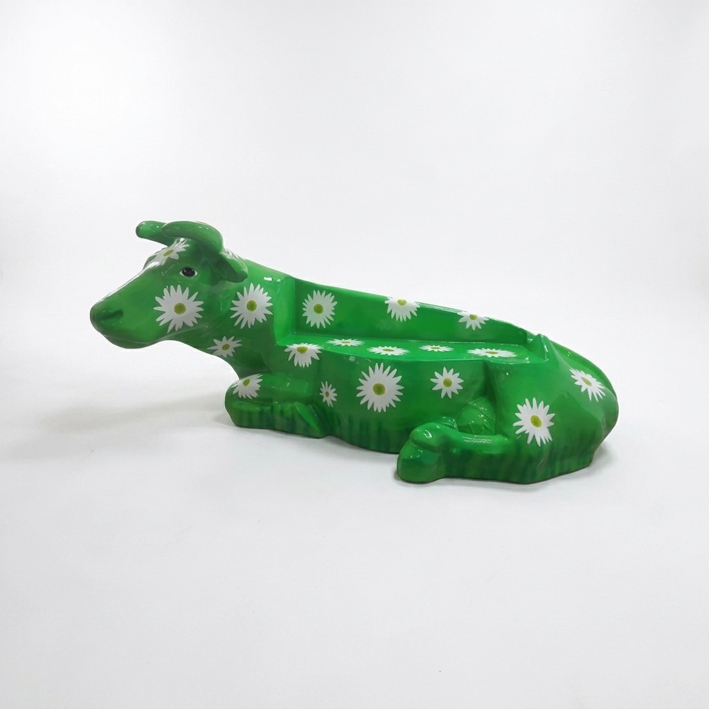 Bunt Figur Bemalte Statue Rind Skulptur Deko Garten Design Statuen