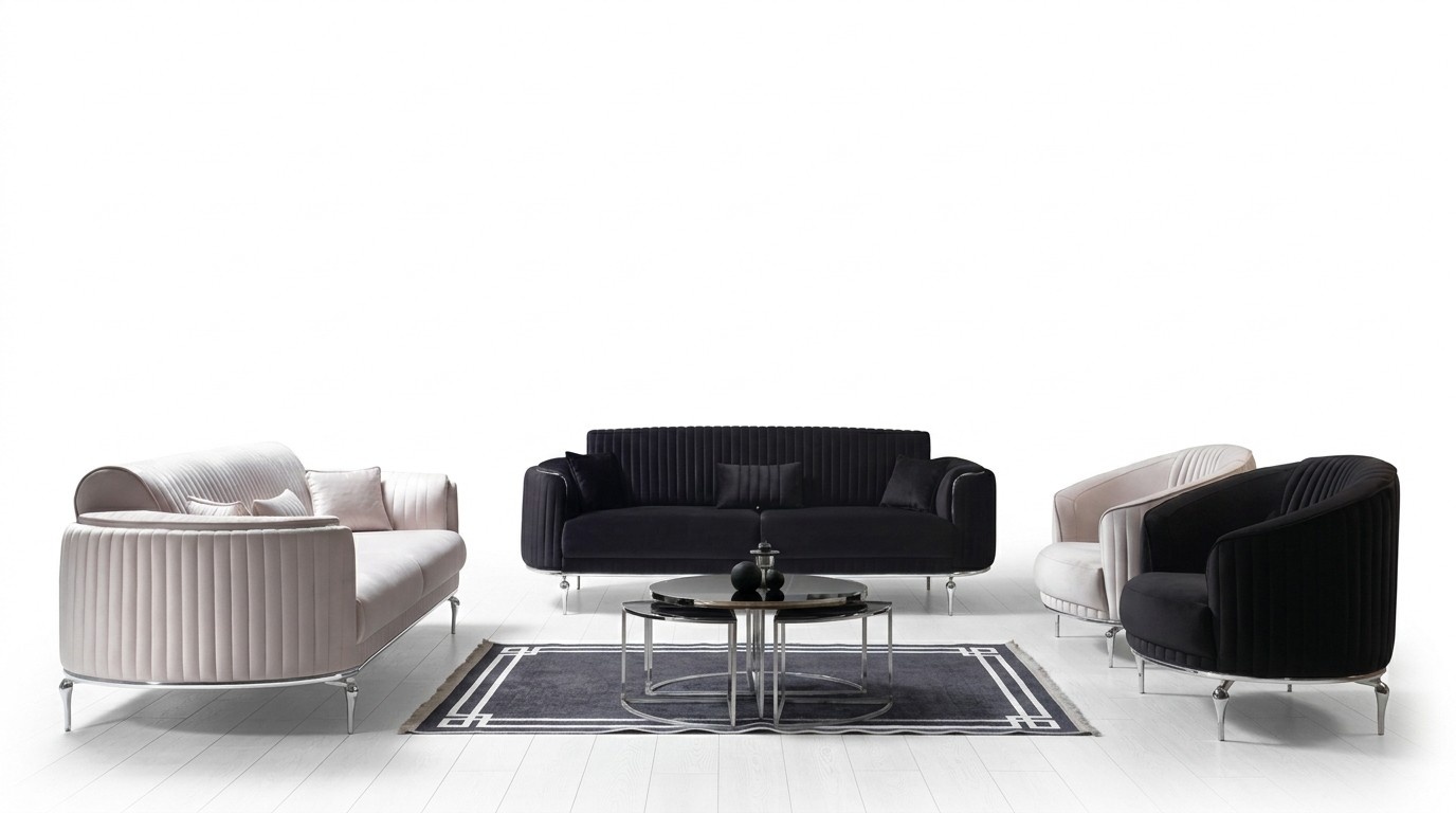 Bunte Sofagarnitur Weiß Sofa Couch Sitz Polster Garnitur 4tlg. Set 3311 Sitzer