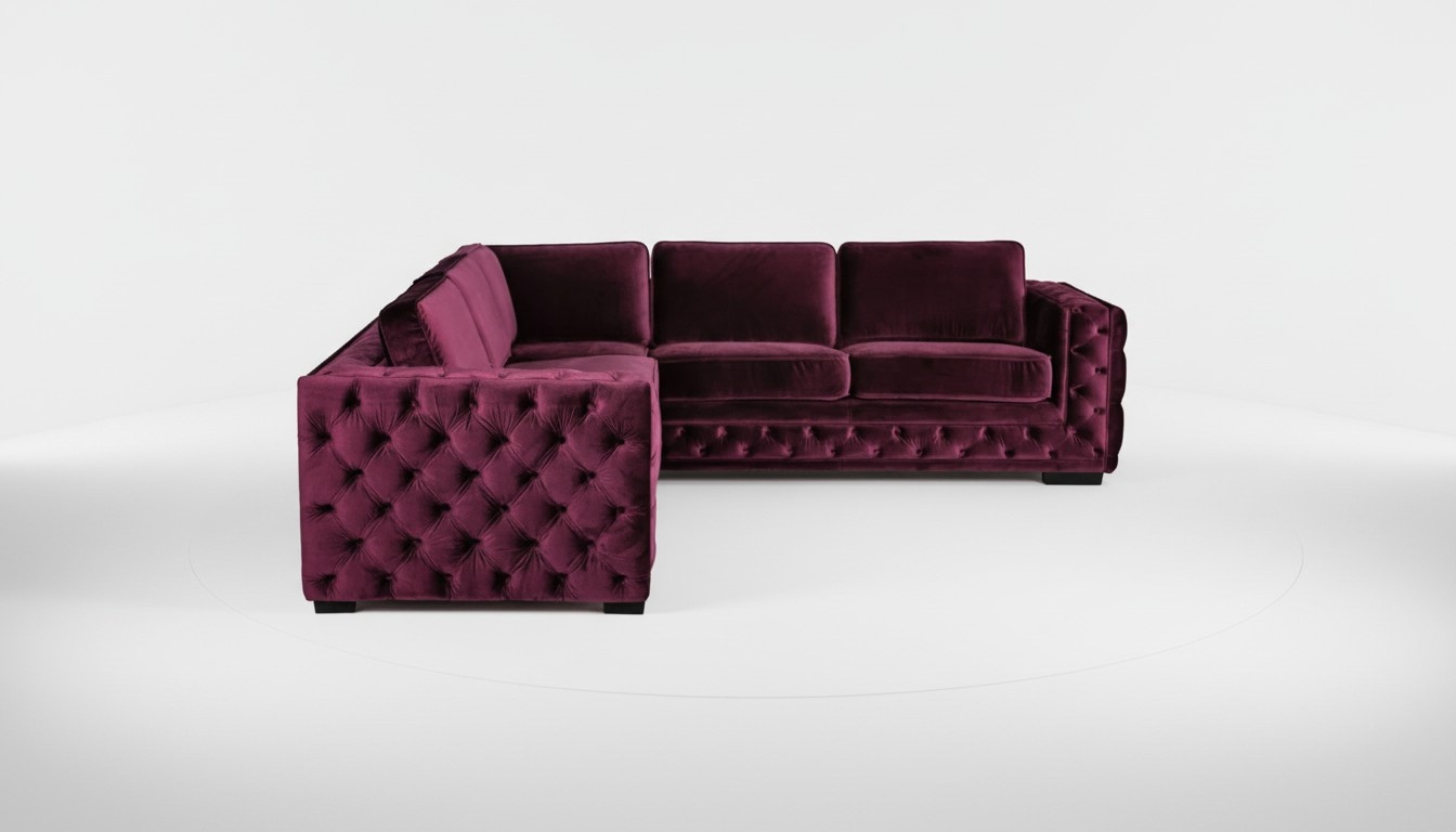 Burgund Ecksofa Chesterfield Samt Stoff Möbel Neu Wohnzimmer Modern Design Sofa