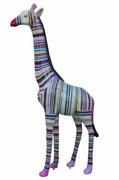 Design Figur Giraffe in Streifen Statue Skulptur Figuren Skulpturen Abstrakt