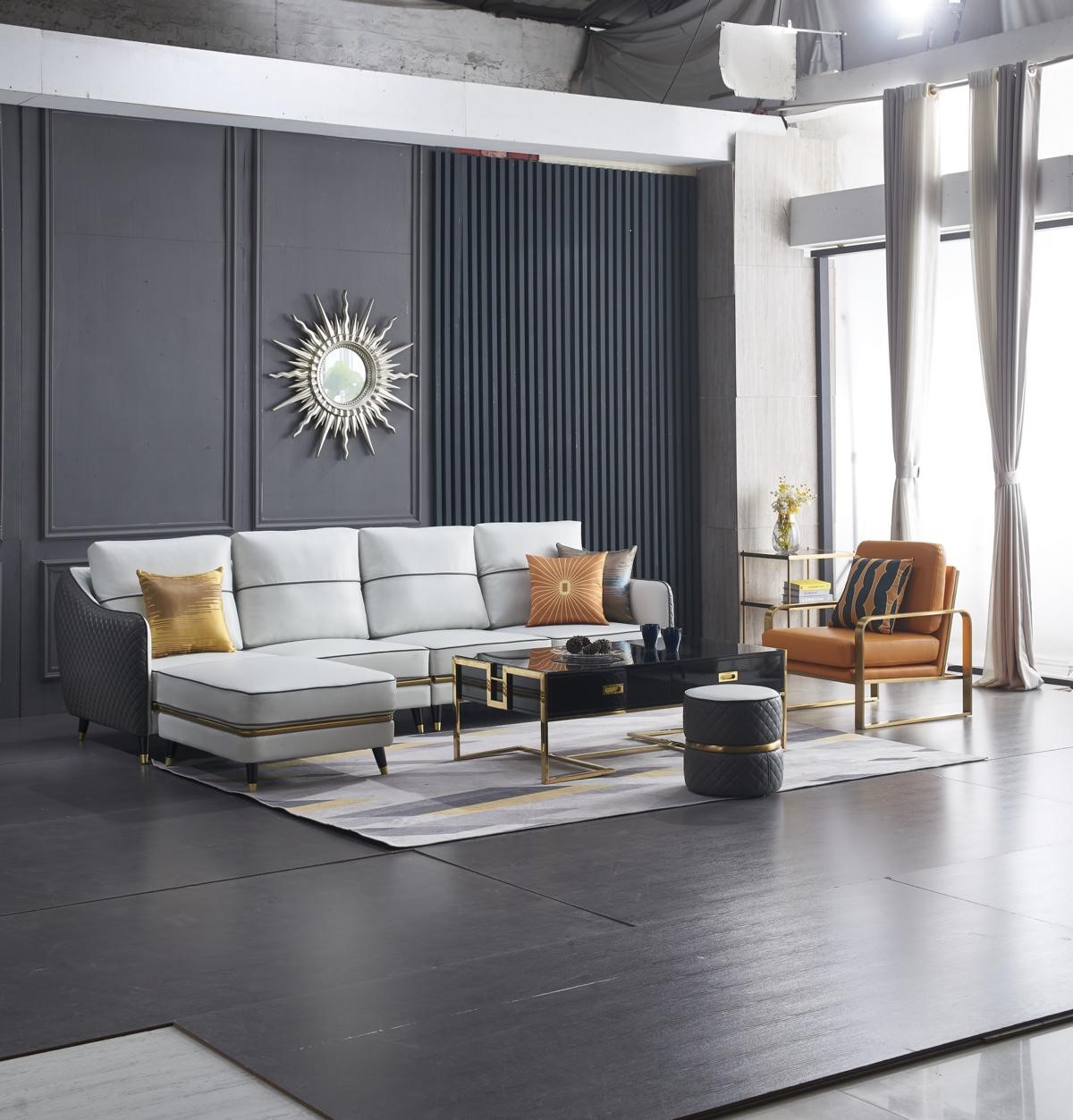 Wohnlandschaft Ecksofa L Form Sessel Set Garnitur Modern Sofa Leder