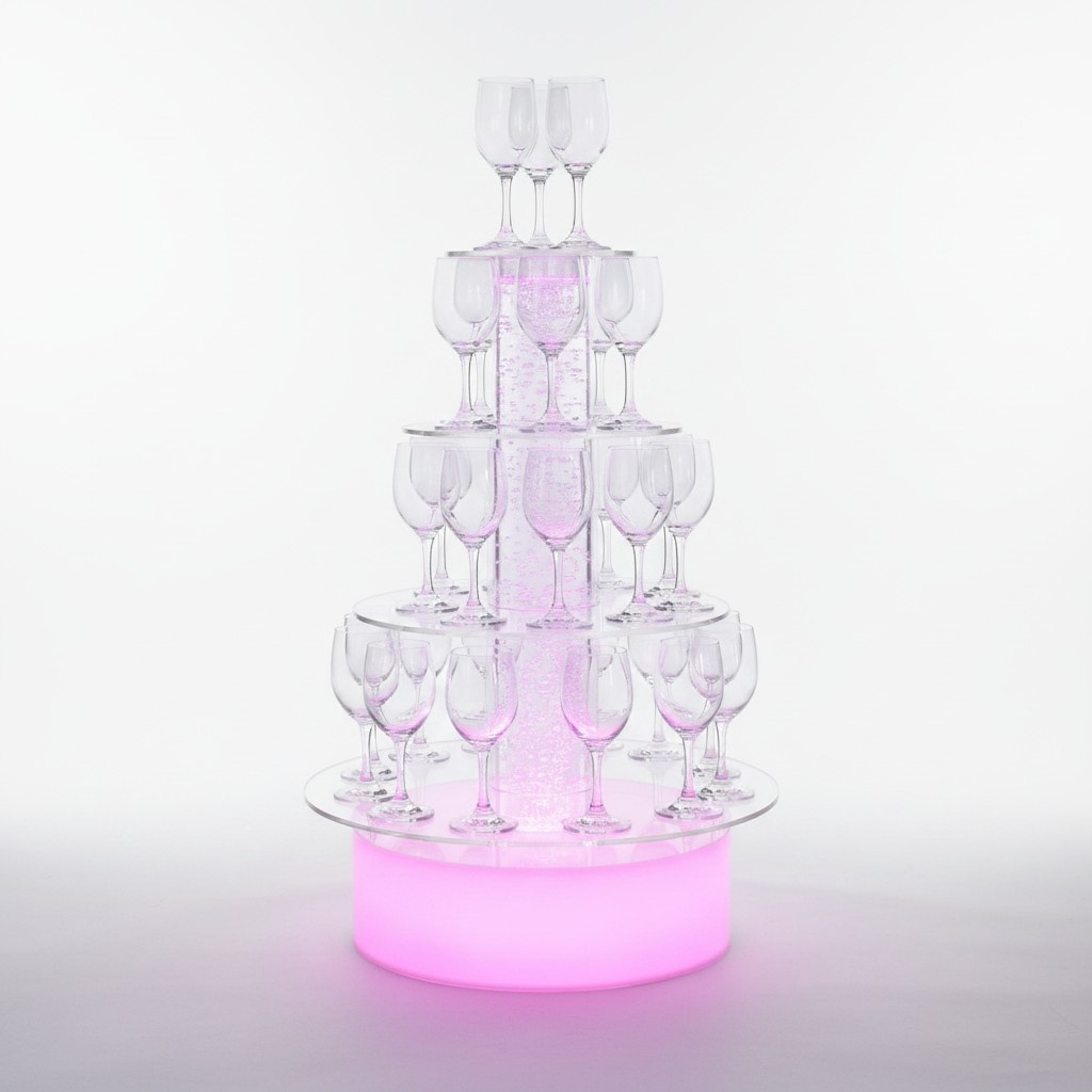 Champagne Tower Sekt Turm Wasser Säule Beleuchtet Regal Säulen