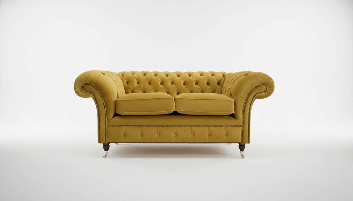 Cheserfield Samt Sofa 2 Sitzer Designer Couchen Couch Textil Stoff