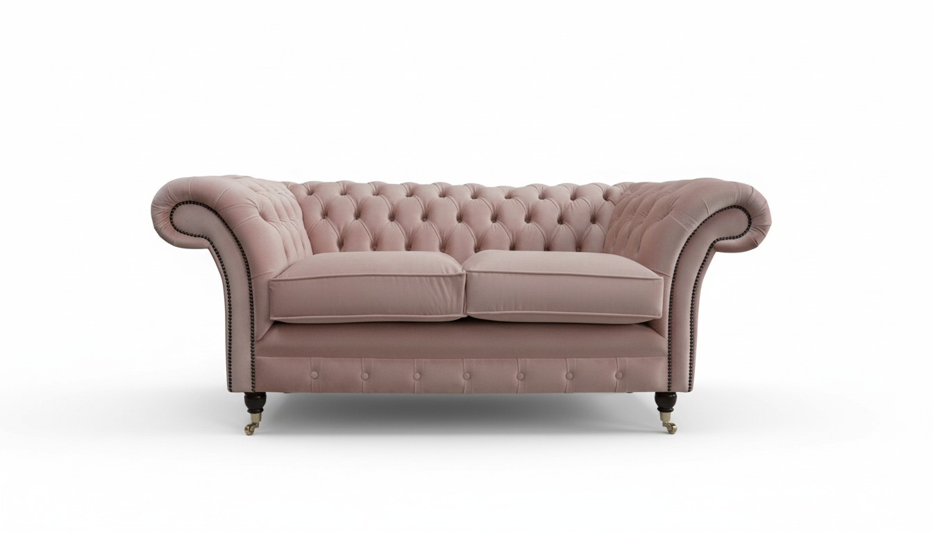 Cheserfield Samt Sofa 2 Sitzer Designer Couchen Couch Textil Stoff