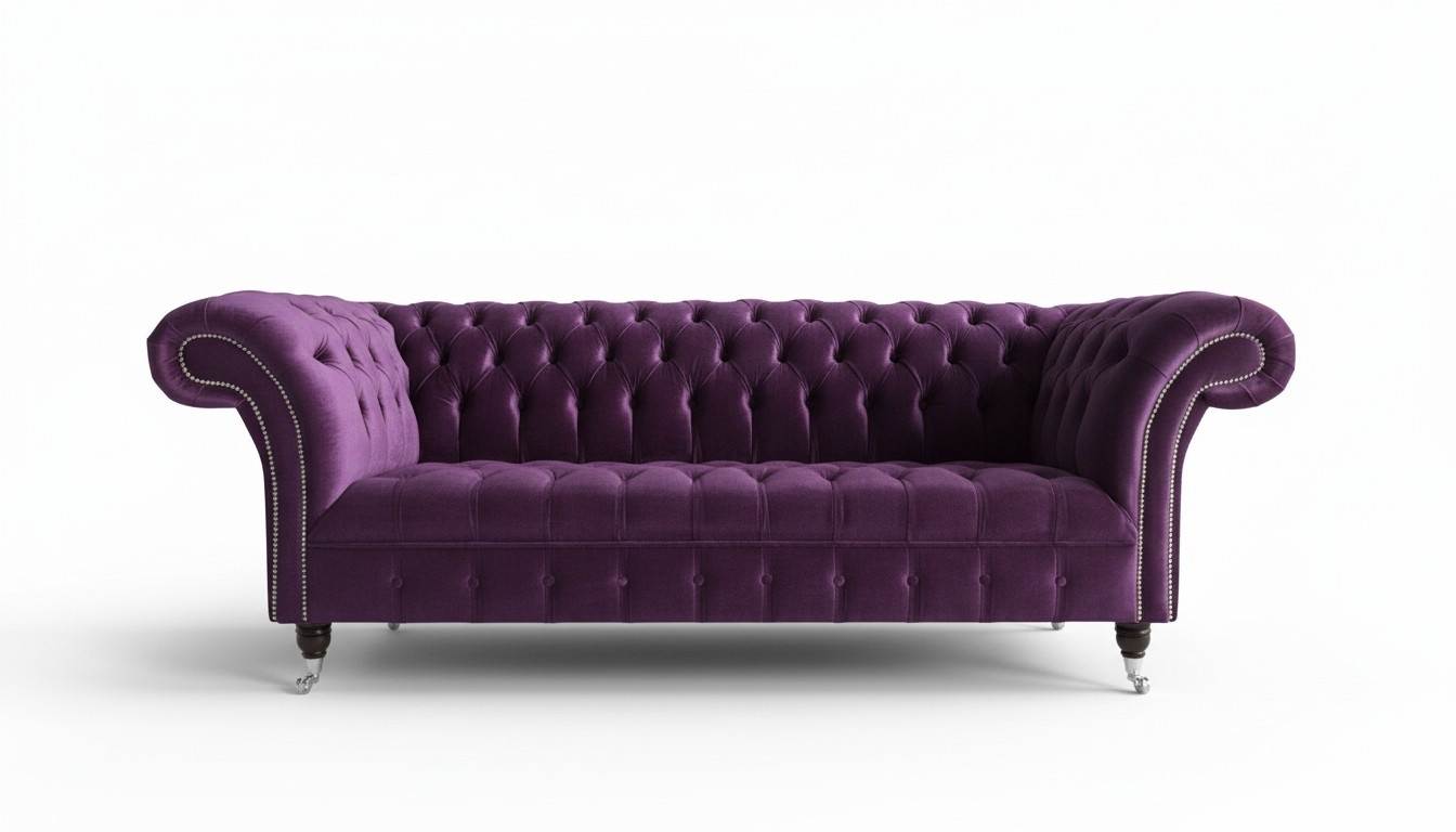 Cheserfield Samt Sofa 3 Sitzer Designer Couchen Couch Textil Stoff
