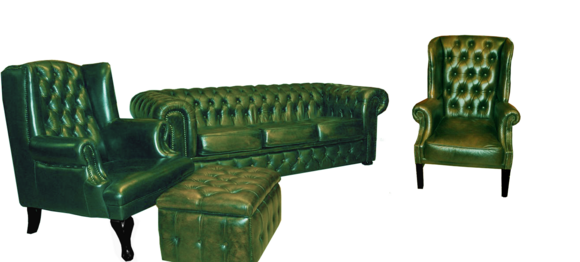 Chesterfield Sofagarnitur Couch Sofa Set Polster Leder 3+2xOhrensessel