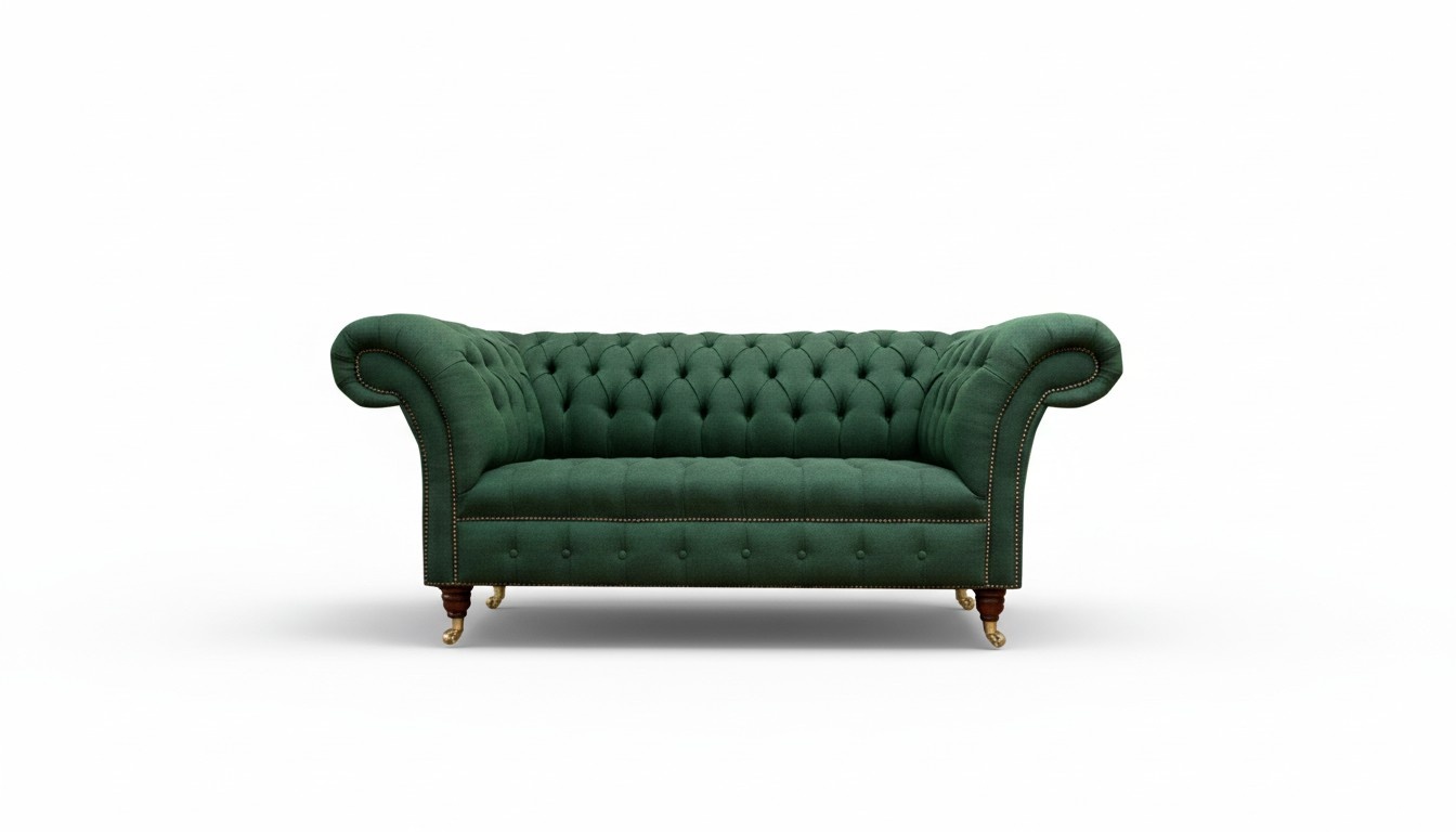 Chesterfield 2 Sitzer Stoff Grün Textil Sofa Modern Kreative Wohnzimmer