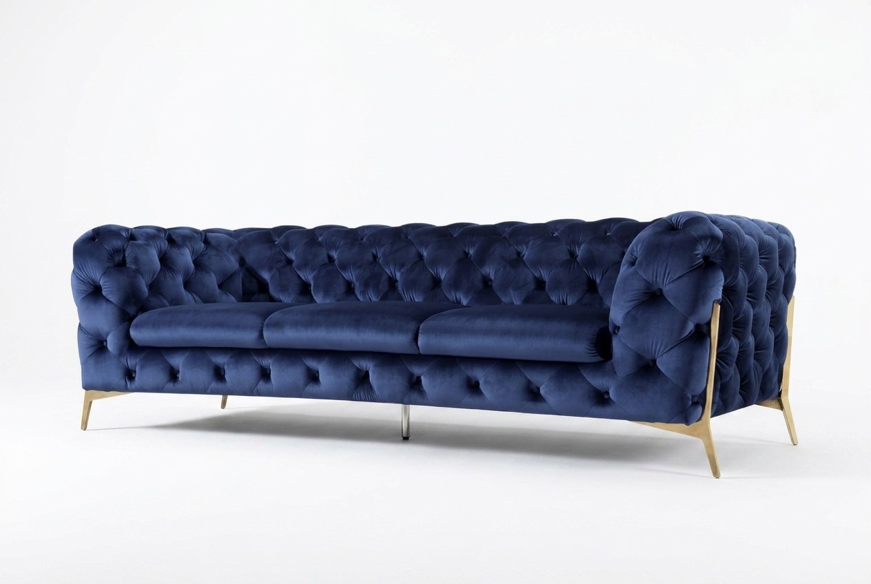 Chesterfield 3 Sitz Couch Polster Drei Sitzer Design Couchen Textil Stoff Italy