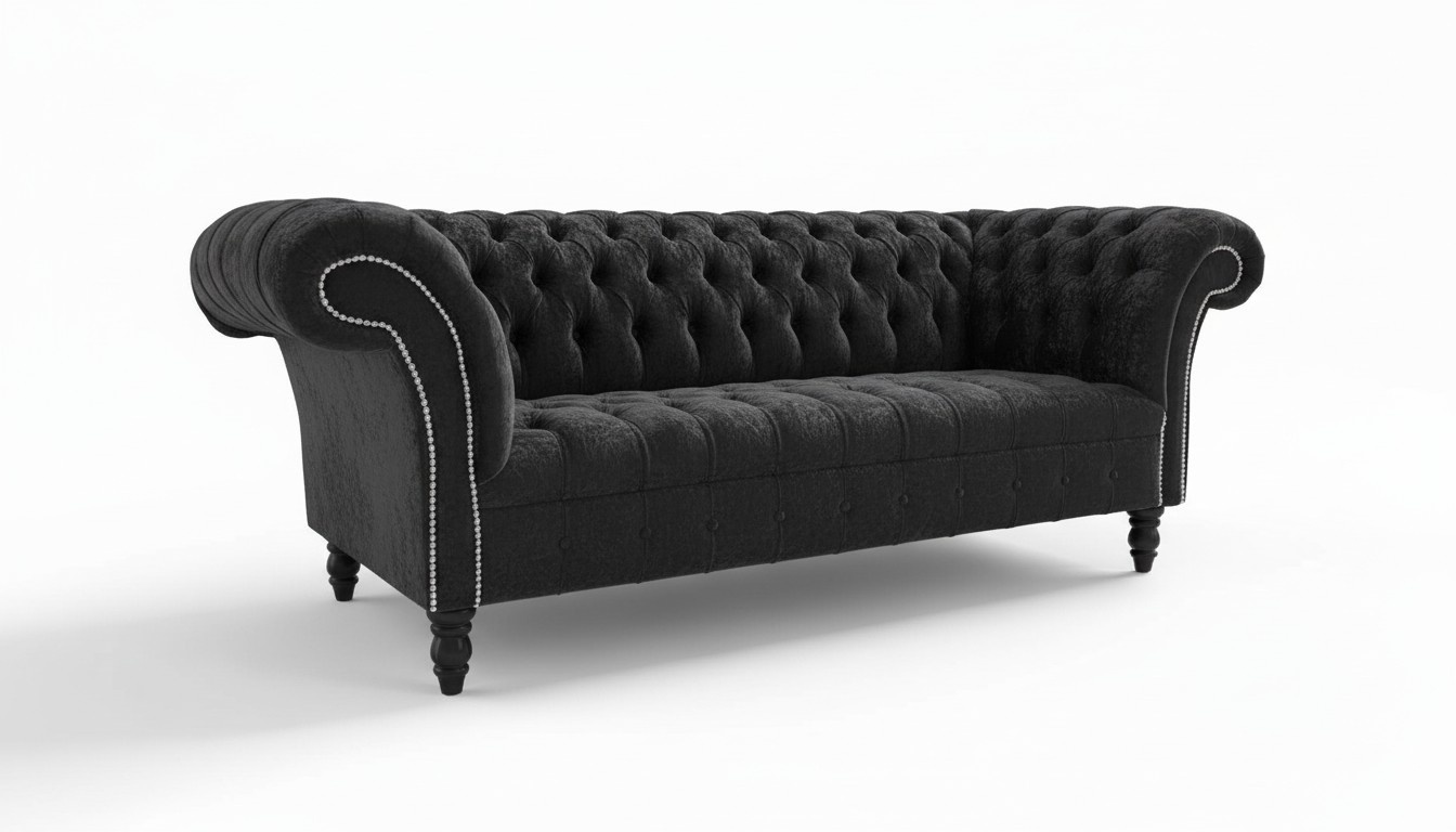 Chesterfield 3 Sitzer Couch Polster Sitz Textil Stoff Leder Couchen