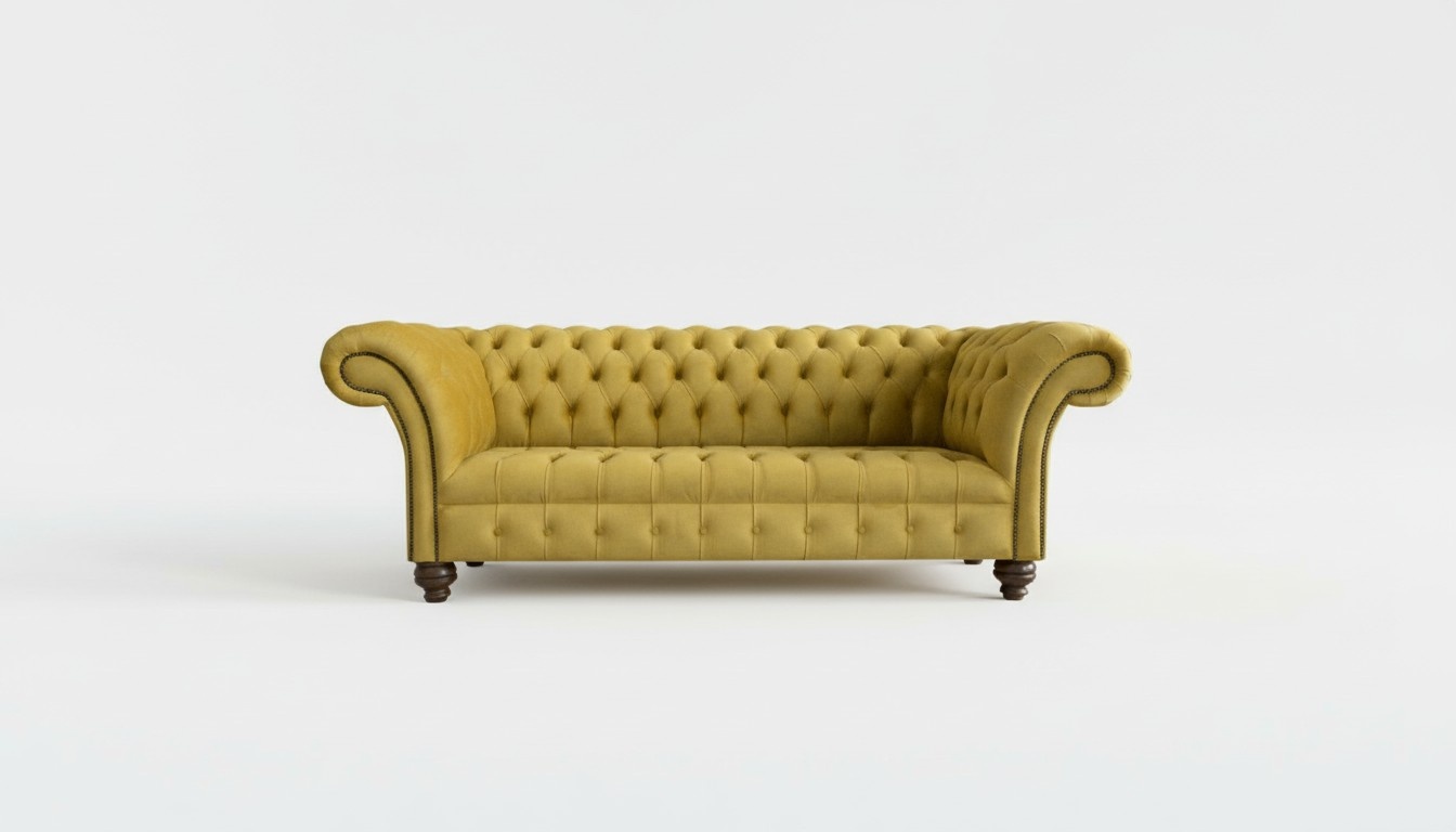 Chesterfield 3 Sitzer Gelb Stoff Chesterfield Design Couchen Sofas Neu