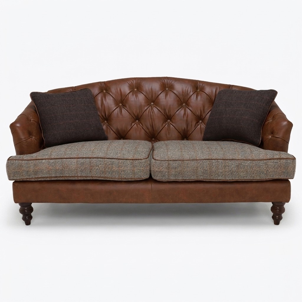 Chesterfield 3 Sitzer Klassische Luxus Barock Rokoko Sofa Textil Leder