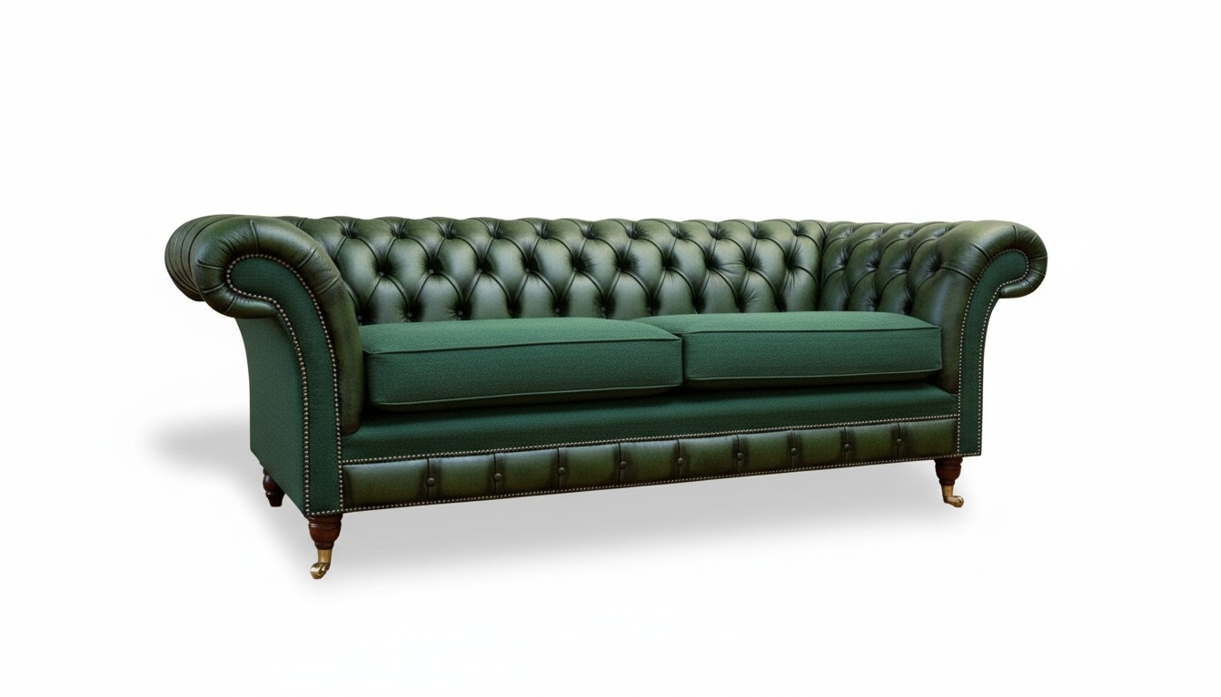 Chesterfield 3 Sitzer Leder Grün Moderne Couchen Design Couchen Sofa