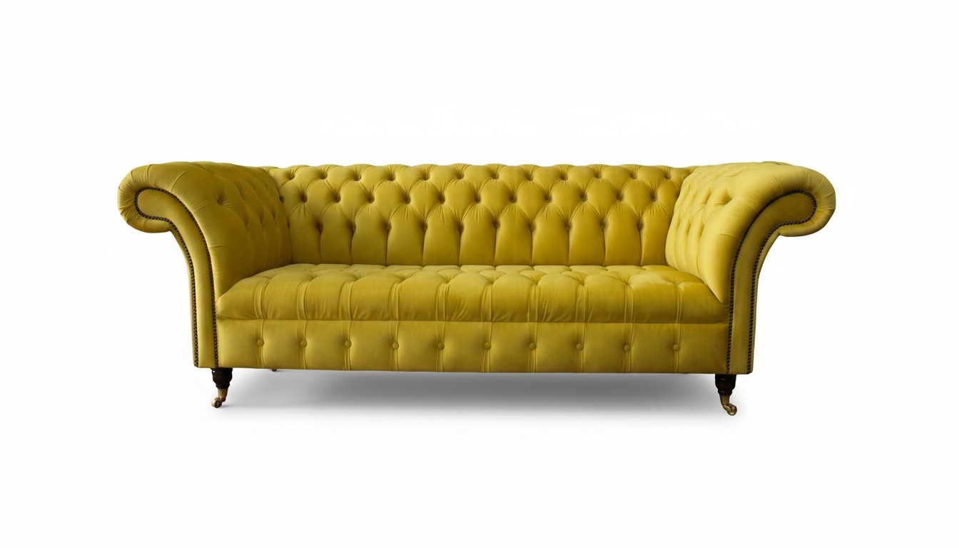 Chesterfield 3 Sitzer Polster Couch Stil Couchen Textil Stoff Sofa Neu