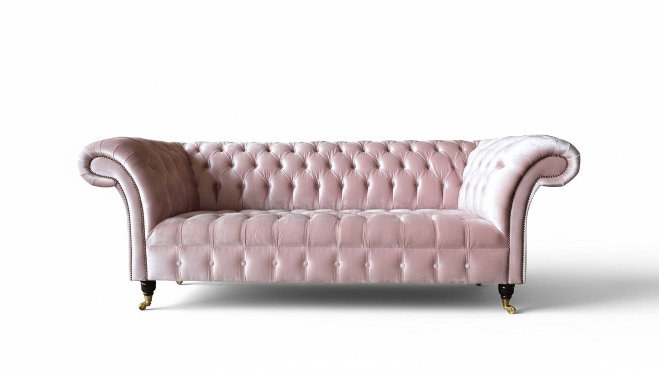 Chesterfield 3 Sitzer Sofa Stoffsofa Rosa Wohnzimmer Polster Sofas Neu