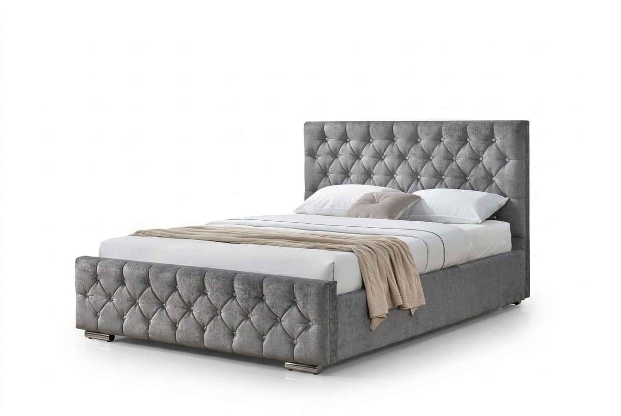 Chesterfield Bett Design Schlafzimmer Englisches Betten 160x200cm Textil