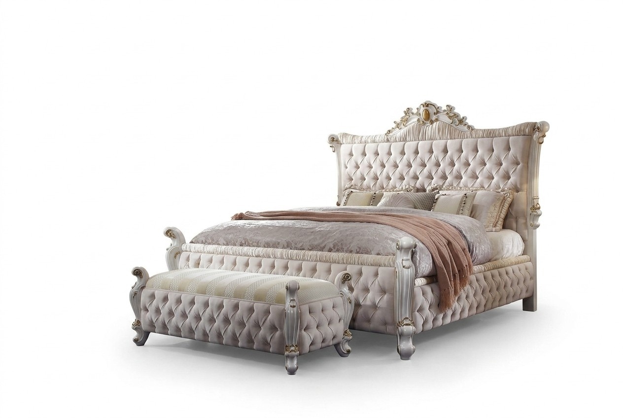Chesterfield Bett Gepolsterte Betten Schlafzimmer Ehebett Betten 200x200cm neu