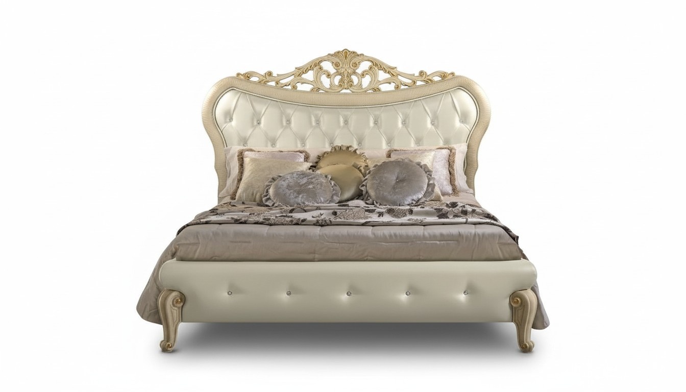 Chesterfield Bett Polster Design Luxus Doppel Hotel Betten Italienische Holz Neu