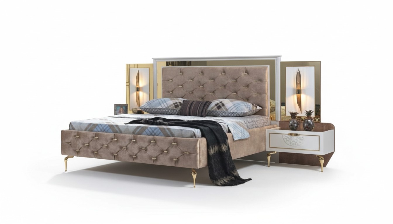 Chesterfield Bett Polster Design Luxus Doppel Hotel Italienische
