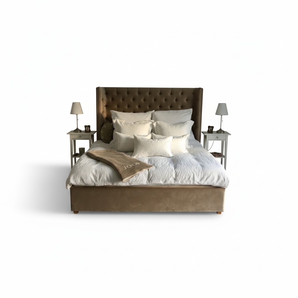 Chesterfield Bett Polster Doppel Hotel Betten Schlafzimmer 140x200cm