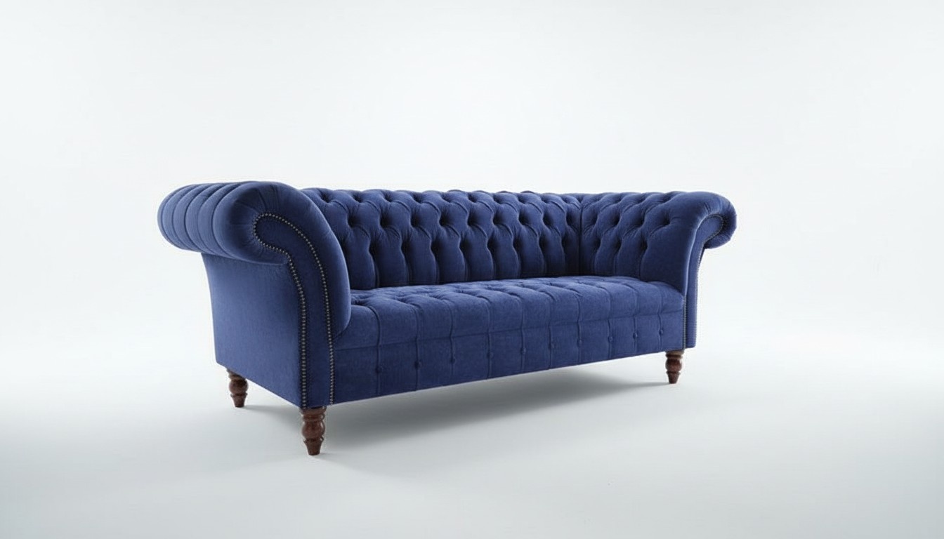 Chesterfield Big Textil Design Wohnzimmer Couch Sofa Polster 3 Sitz