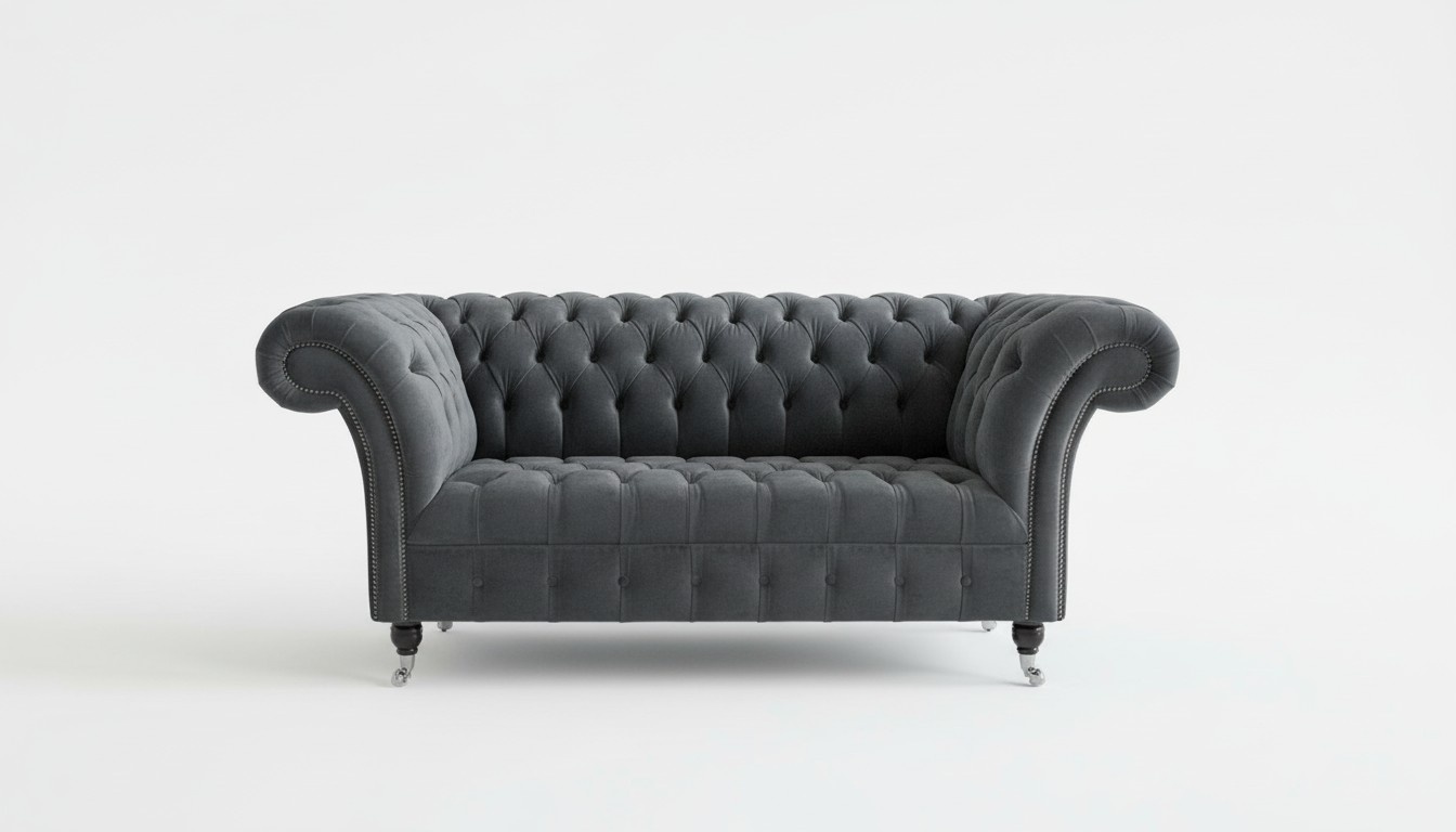 Chesterfield Big Textil Design Wohnzimmer Couch Sofa Polster 2 Sitz Leder #123