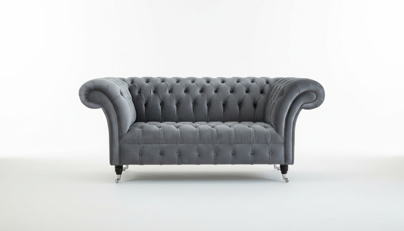 Chesterfield Big Textil Design Wohnzimmer Couch Sofa Polster 2 Sitz