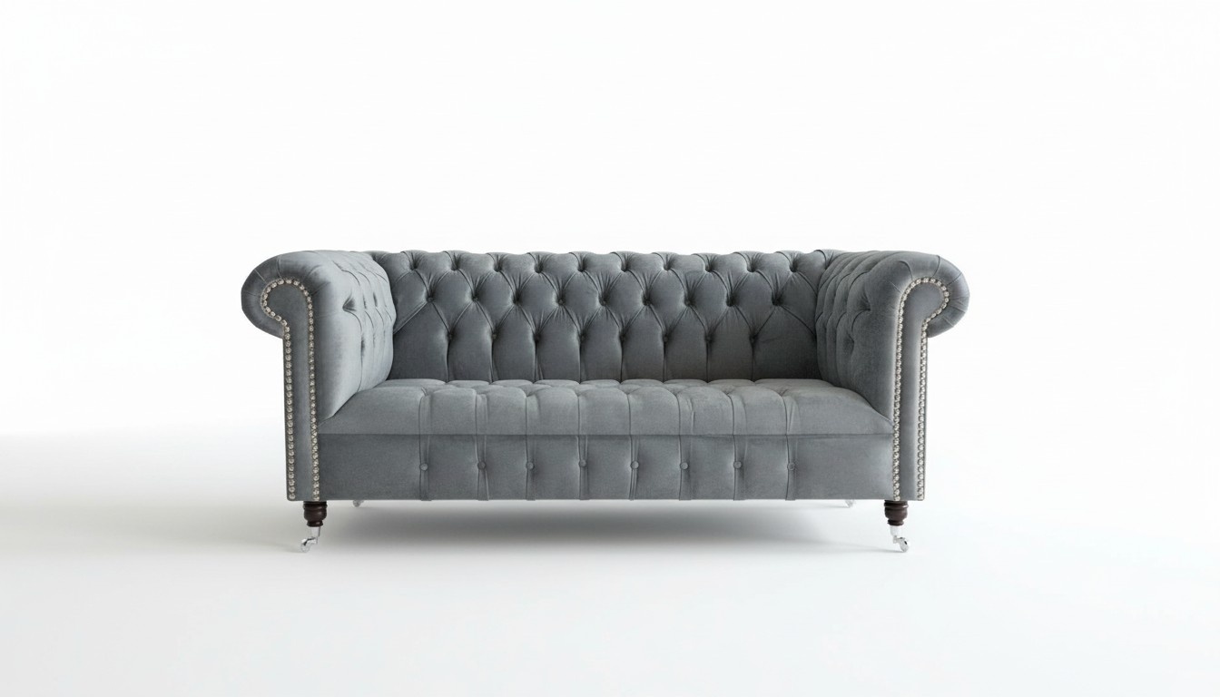 Chesterfield Big Textil Design Wohnzimmer Couch Sofa Polster 3 Sitz Leder #118