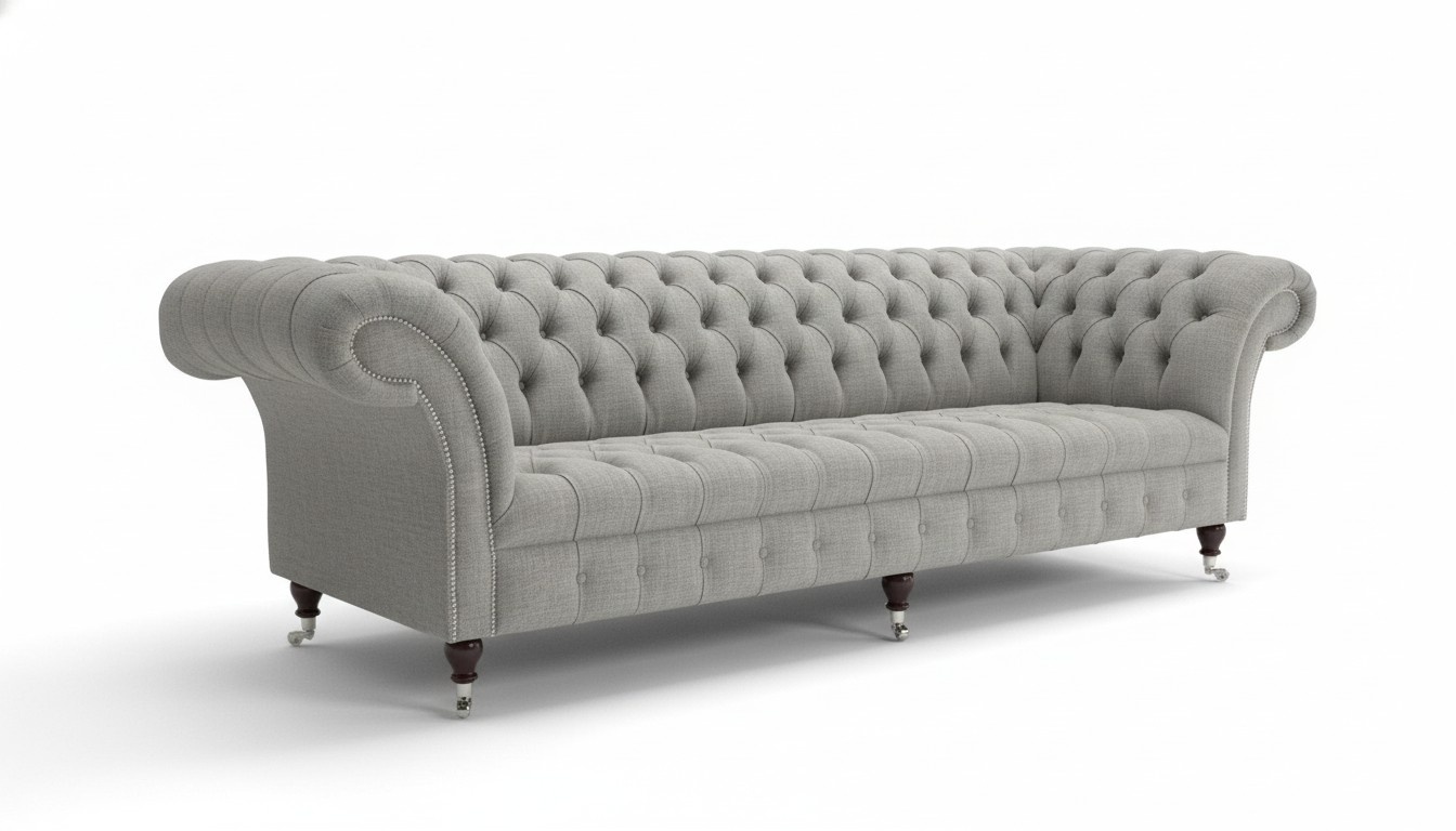 Chesterfield Big Textil Design Wohnzimmer Couch Sofa Polster 4 Sitz Leder #115