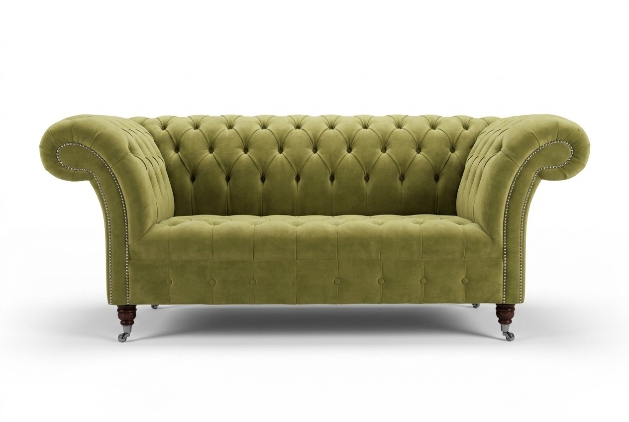 Chesterfield Big Textil Design Wohnzimmer Couch Sofa Polster 2 Sitz Leder #122