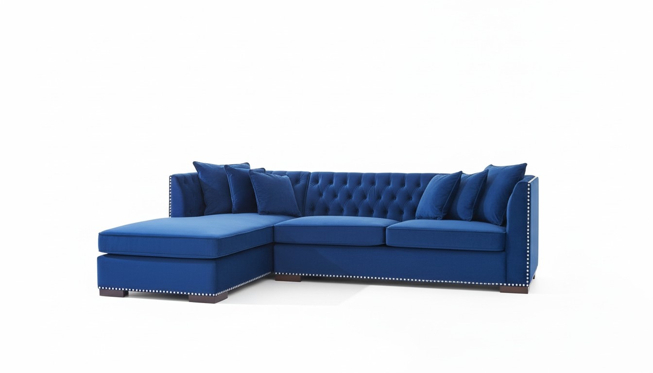 Chesterfield Blaue Designer Couch Eck Sofa Couch Garnitur Textil Stoff