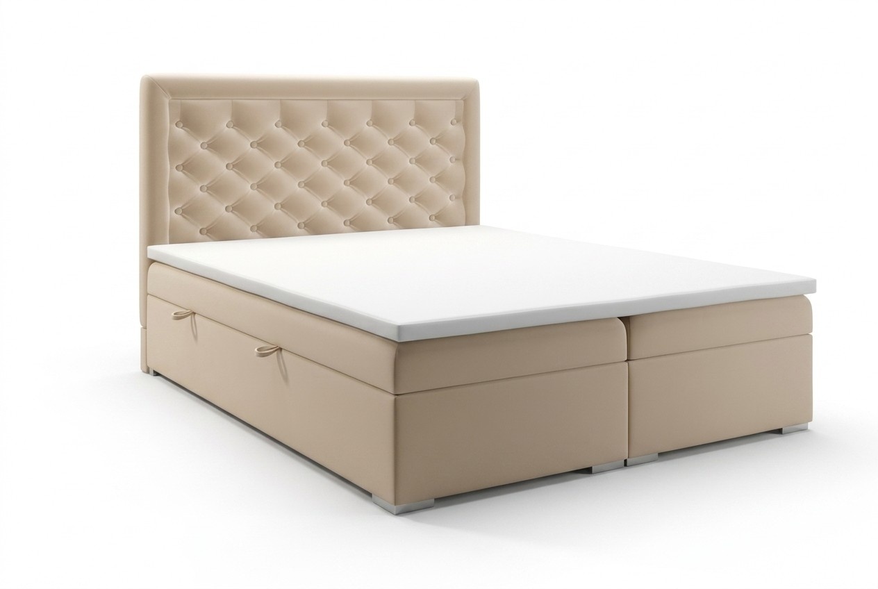 Chesterfield Boxspring Bett Hotel Doppel Luxus Betten Polster Kasten Funktion