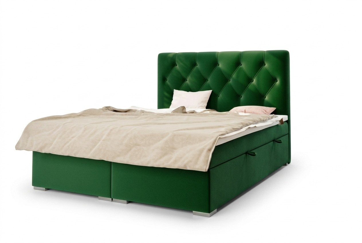 Chesterfield Boxspring Bett Hotel Doppel Komplett Set Matratze Topper