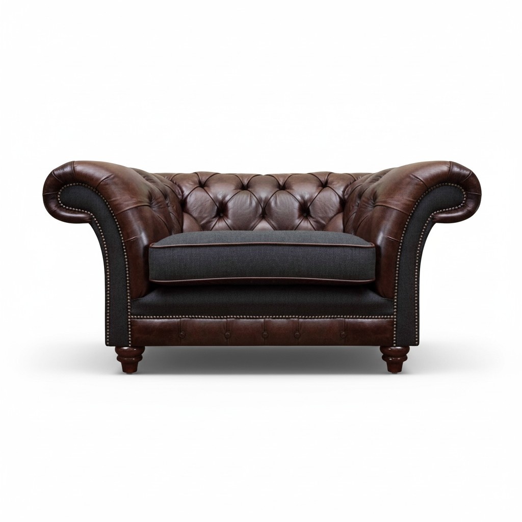Chesterfield Braun-Grauer Sessel Wohnzimmer Einsitzer Moderne Edle Möbel