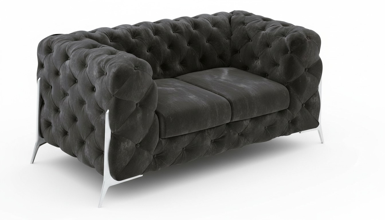 Chesterfield Couch 2 Sitzer Polster Sitz Textil Stoff Leder Couchen Sofas Sofa