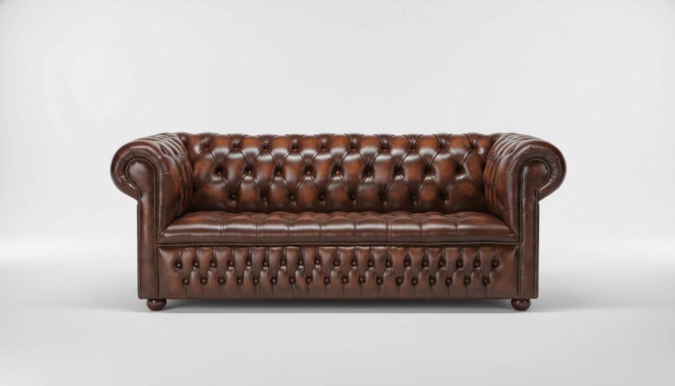 Chesterfield Büro Couch Polster Sofas Klassischer Leder 3 Sitzer 100% Leder Sofort