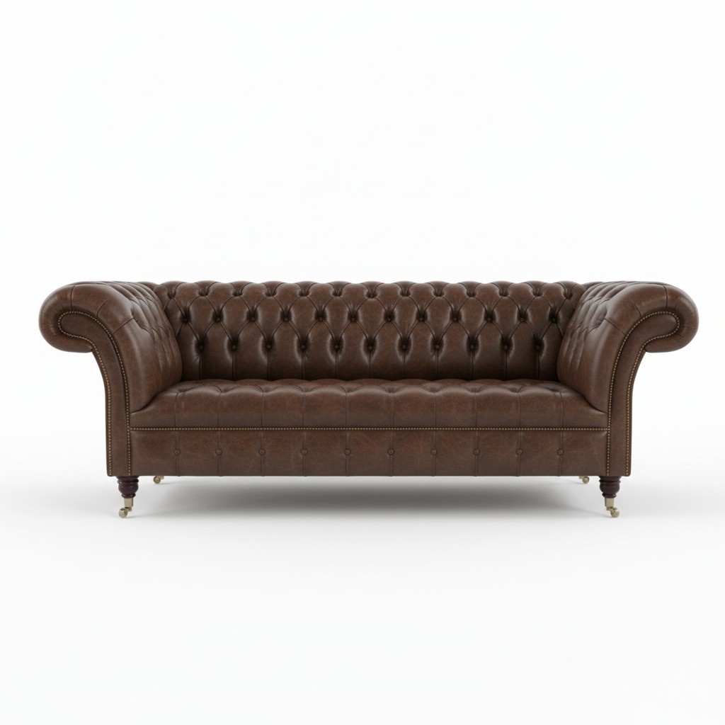Chesterfield Polster Sofas Klassischer Leder Schaffhau 3 Sitzer 100% Leder Sofort