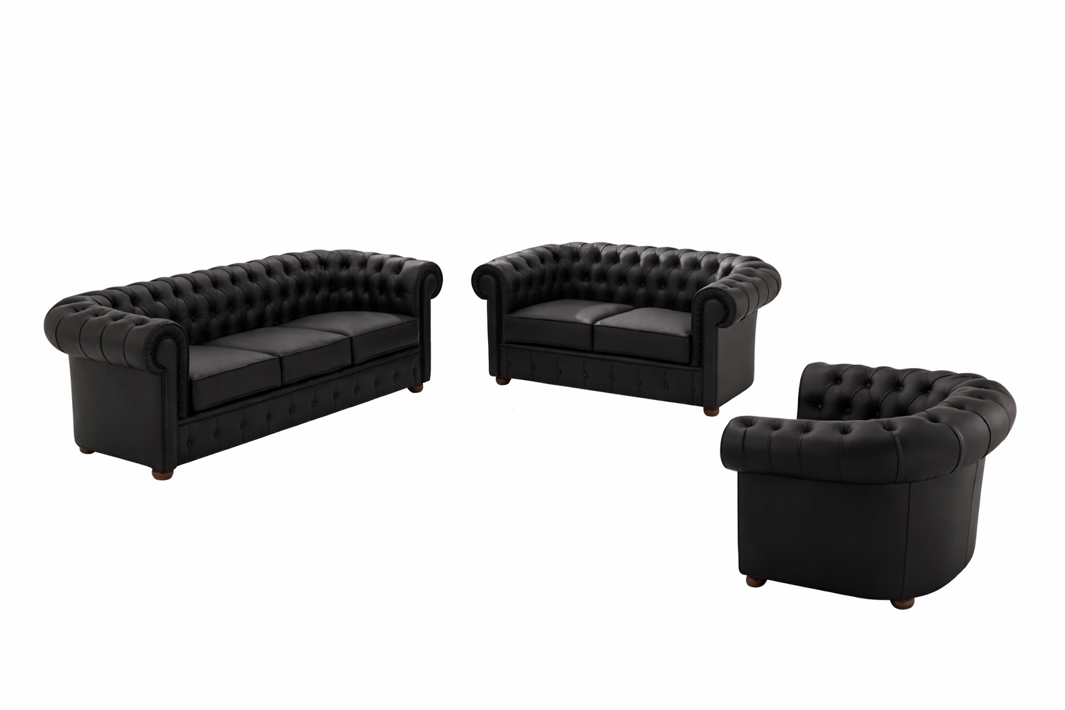 Chesterfield Couch Polster Sofas Sofagarnitur 3+2+1 Sitzer 100% Leder Sofort